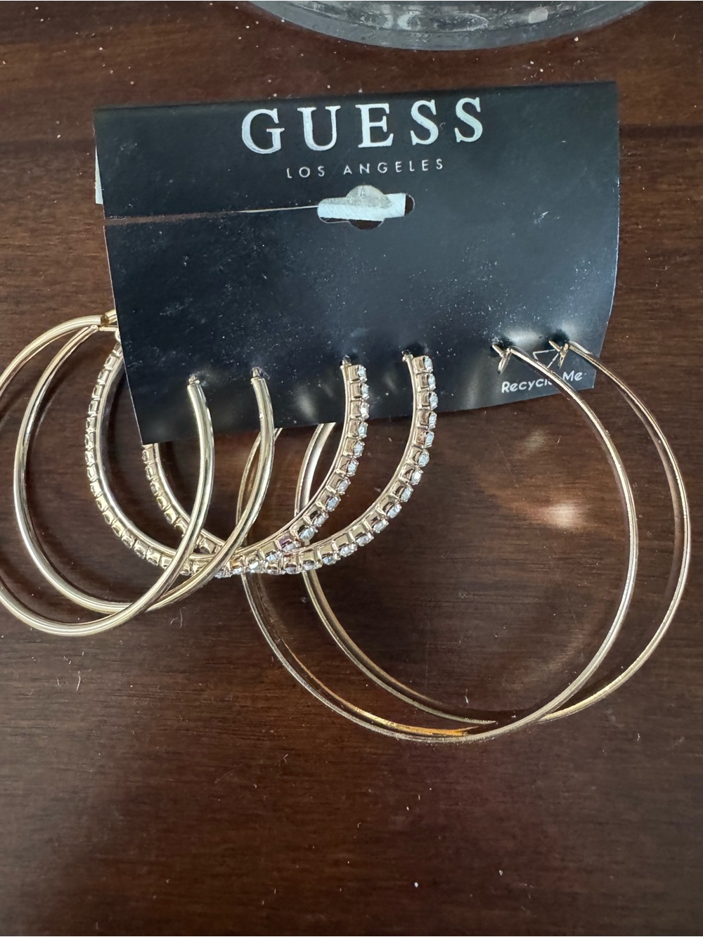 GUESS Gold Hoop Earring Set with Crystal-Embellished Pair